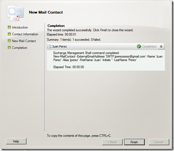Crear un contacto habilitado para correo utilizando la EMC