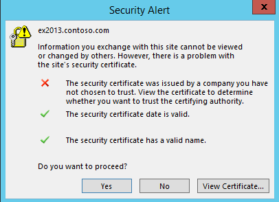 Error de certificado en Outlook