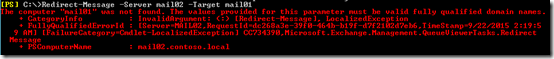 Error al ejecutar Redirect-Message en Exchange 2013
