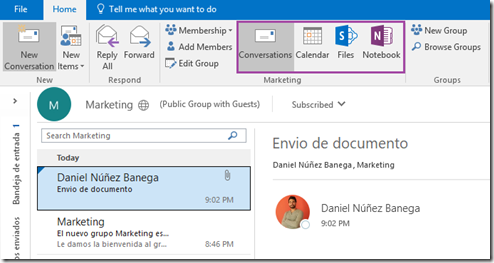 Grupos de Office 365 | Outlook 2016